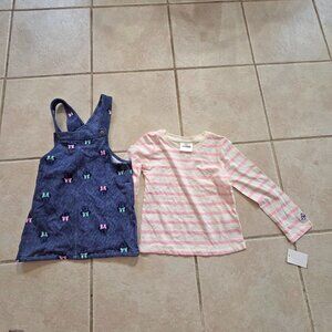 NEW Girls 18 months Minnie Mouse 2 piece overalls dress set